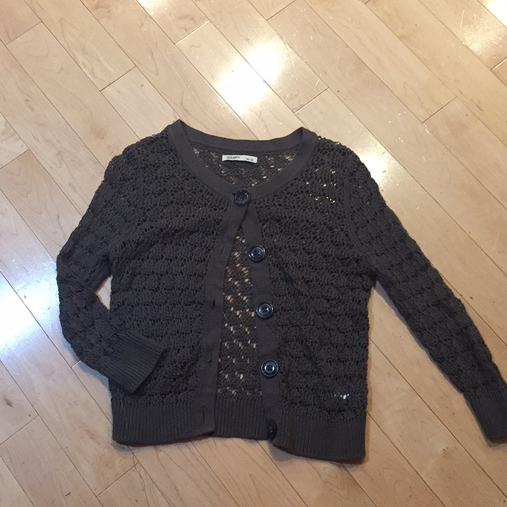 Brown crochet button up